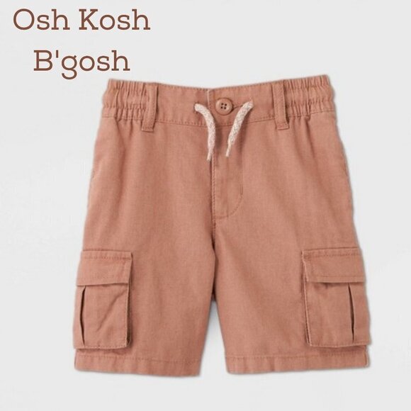 OshKosh B'gosh Boys Size 12M Cargo Shorts Brown Pull-On Elastic Waist Cotton - Picture 1 of 5